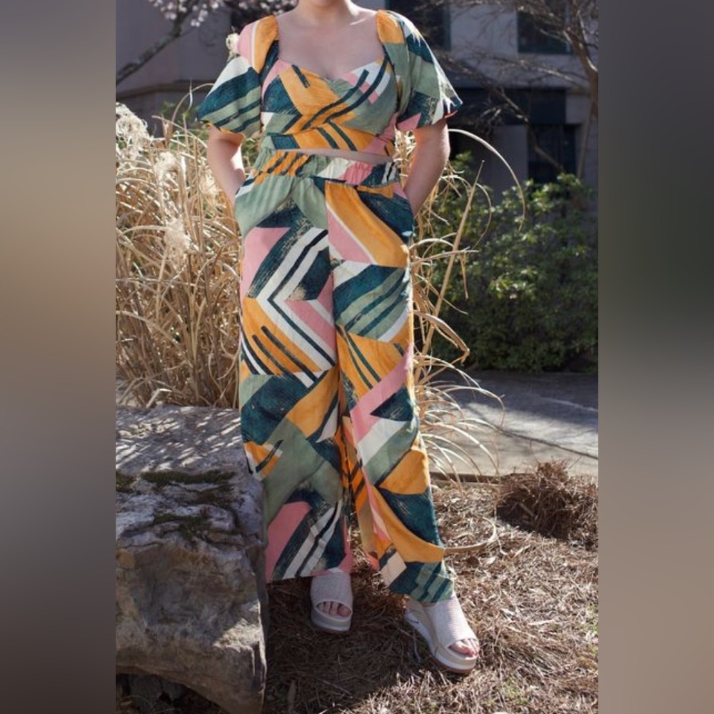 Multicolor Blouse and Pant Set